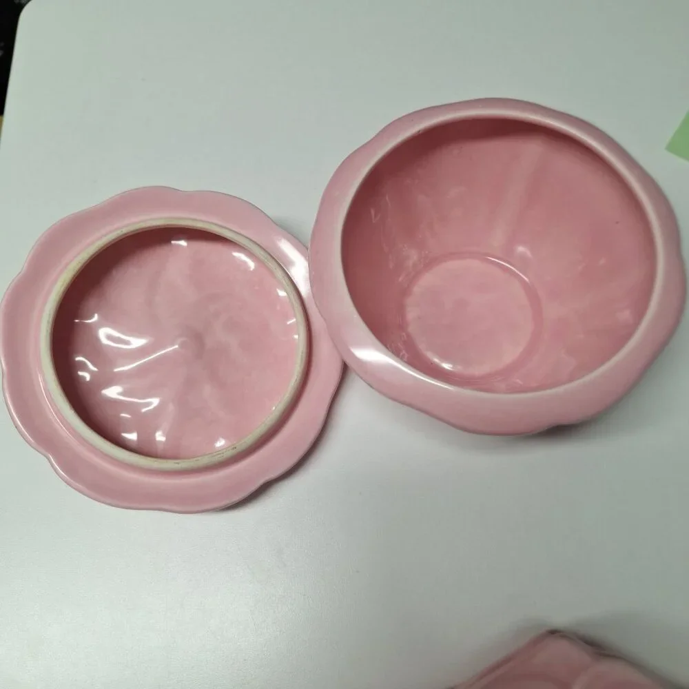 Belmar‎ Vintage Pink Strawberry Ceramic Shaped Serving Set Dip Veggie 6 Pieces